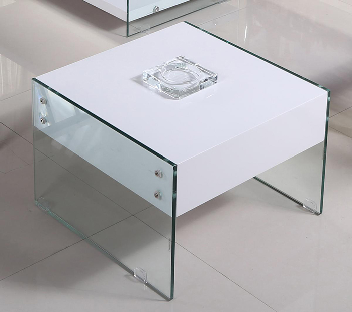 Marco White Glass & Gloss Lamp Table